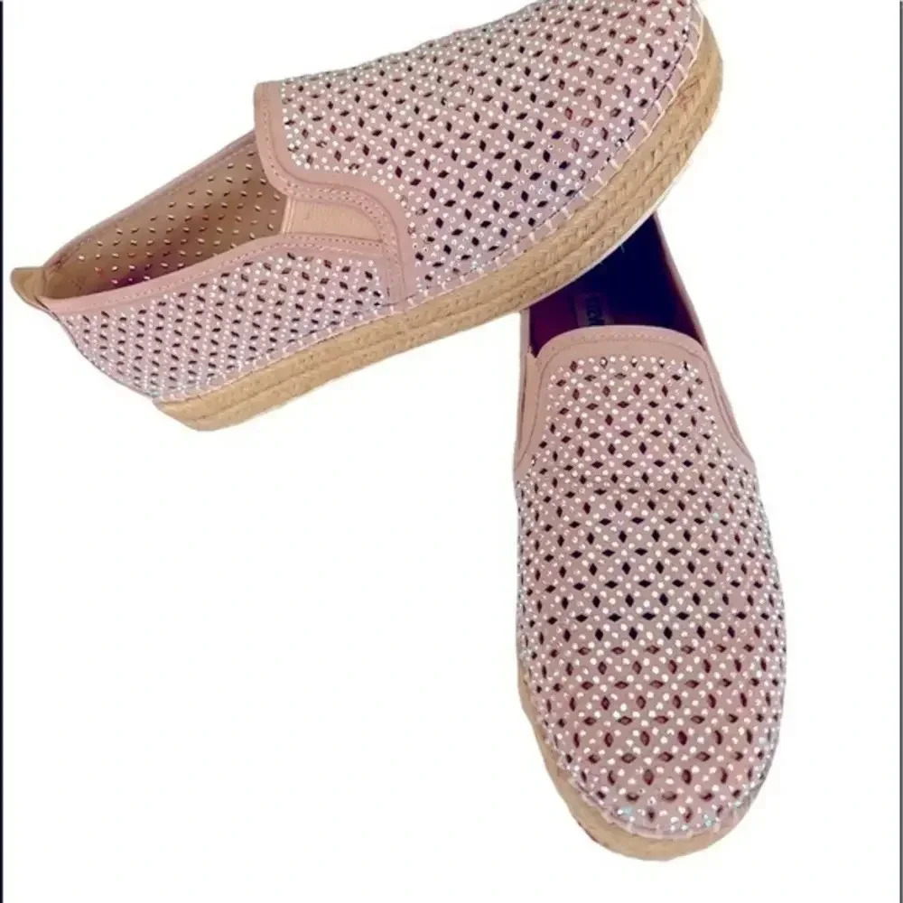 Steve Madden Sequined Canvas Espadrilles 39 Coastal Chic Vacation Cruisewear